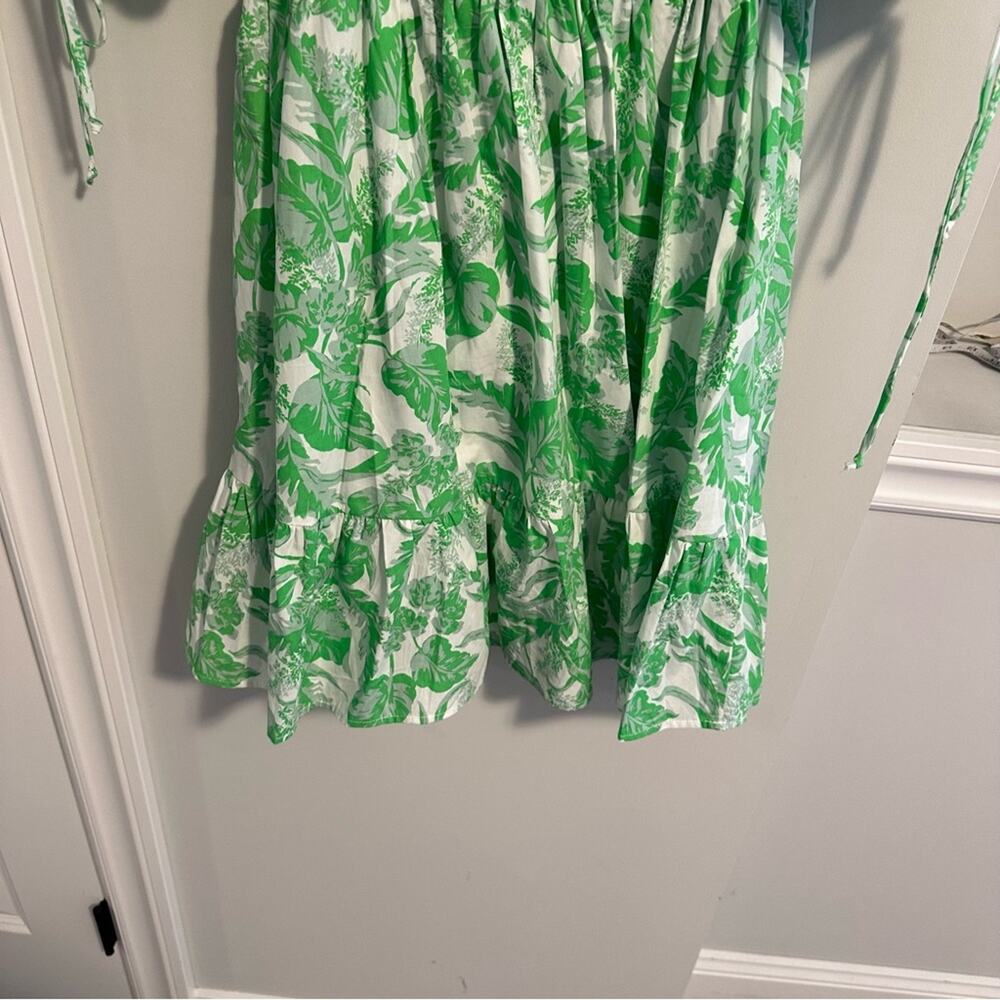 Tuckernuck Mason Baker Green White Floral Cotton Puff Sleeve Sexy Mini Dress M - Picture 6 of 14